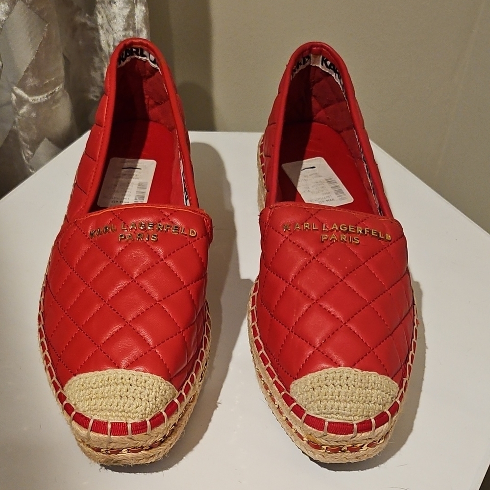 Karl Lagerfeld Red Quilted Espadrilles